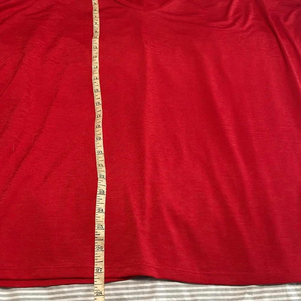 DKNY Red V-Neck Long Sleeve Top - Picture 5 of 7